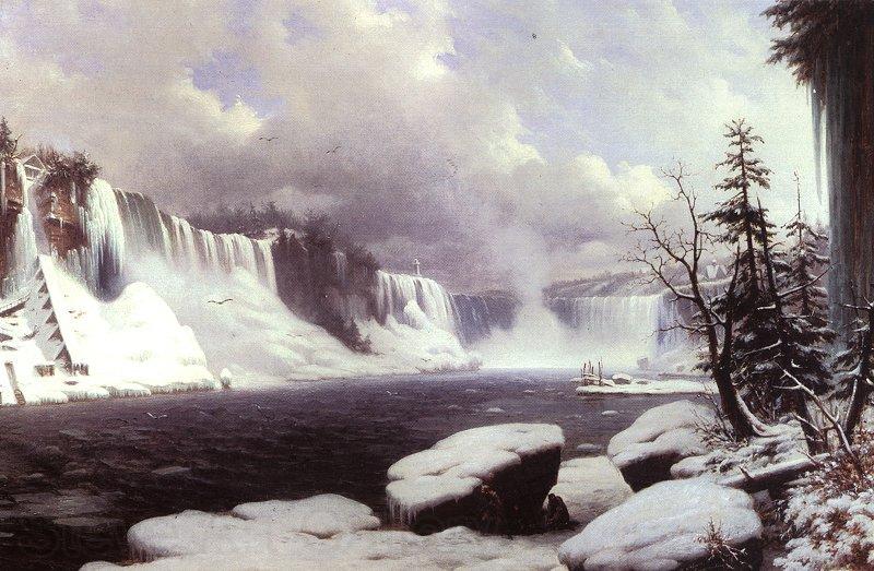 Hyppolyte Victor Sebron Winter at Niagara Falls Norge oil painting art